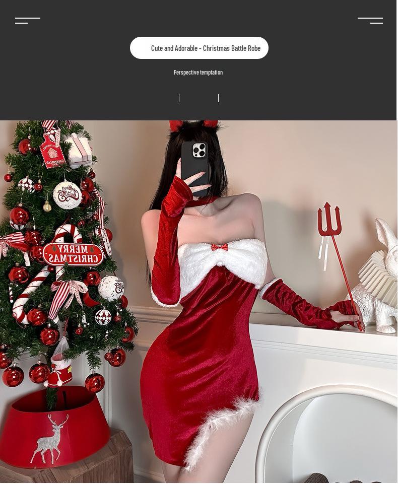 Jin Xiao Sexy Christmas Lingerie Dress Set: Solid Color New Year Outfit In Abstinent Style