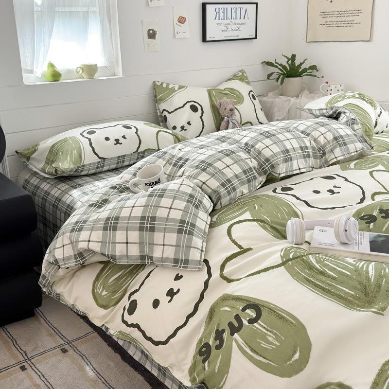 Small Fresh Four-piece Bed Sheet Set Quilt Cover Set Single Dormitory Three-piece Set Skin-friendly and Comfortable Bedding