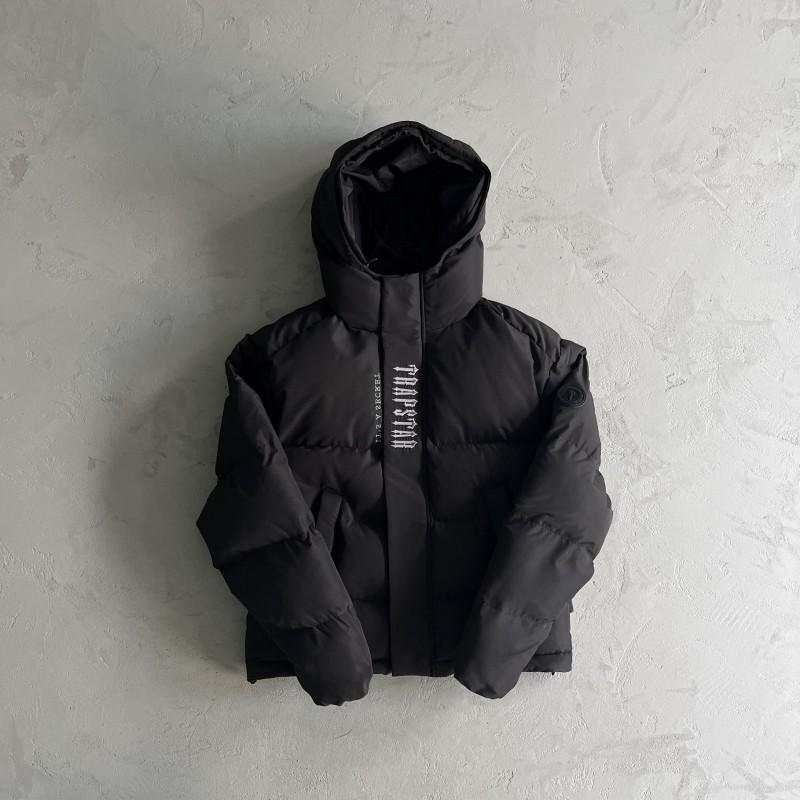 Mens Hooded Puffer Jacket Winter Warm Thick Cotton-Padded Outerwear Loose Fit Streetwear Classic Black Ice Blue