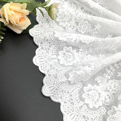Elegante y exquisito encaje bordado de algodón con cifrado más ancho, accesorios de ropa, borde de encaje, encaje de algodón, artesanías de encaje ancho, cintas para hacer