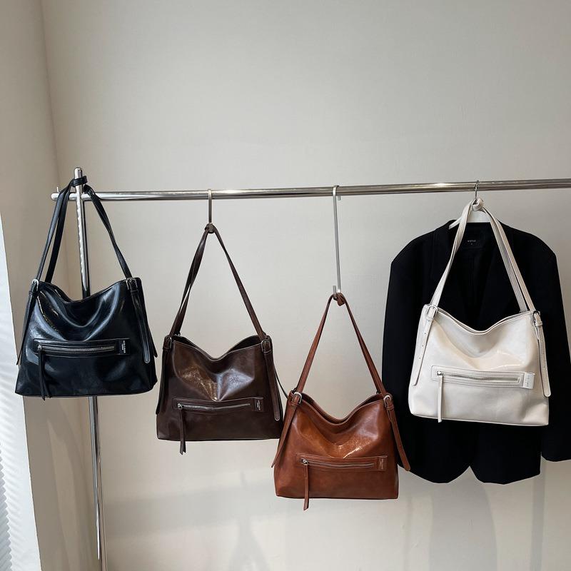 Retro Tote Bag Single Shoulder Oblique Span Bag Texture Large Capacity Leisure Travel Bag Multi-purpose Pu Bag New Model