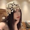 Handcrochet Hat for Women Fashion 2000s Flower Beanies Hat for Teens Girl Outdoor Shopping Photo Hat Aesthetic Skull Hat