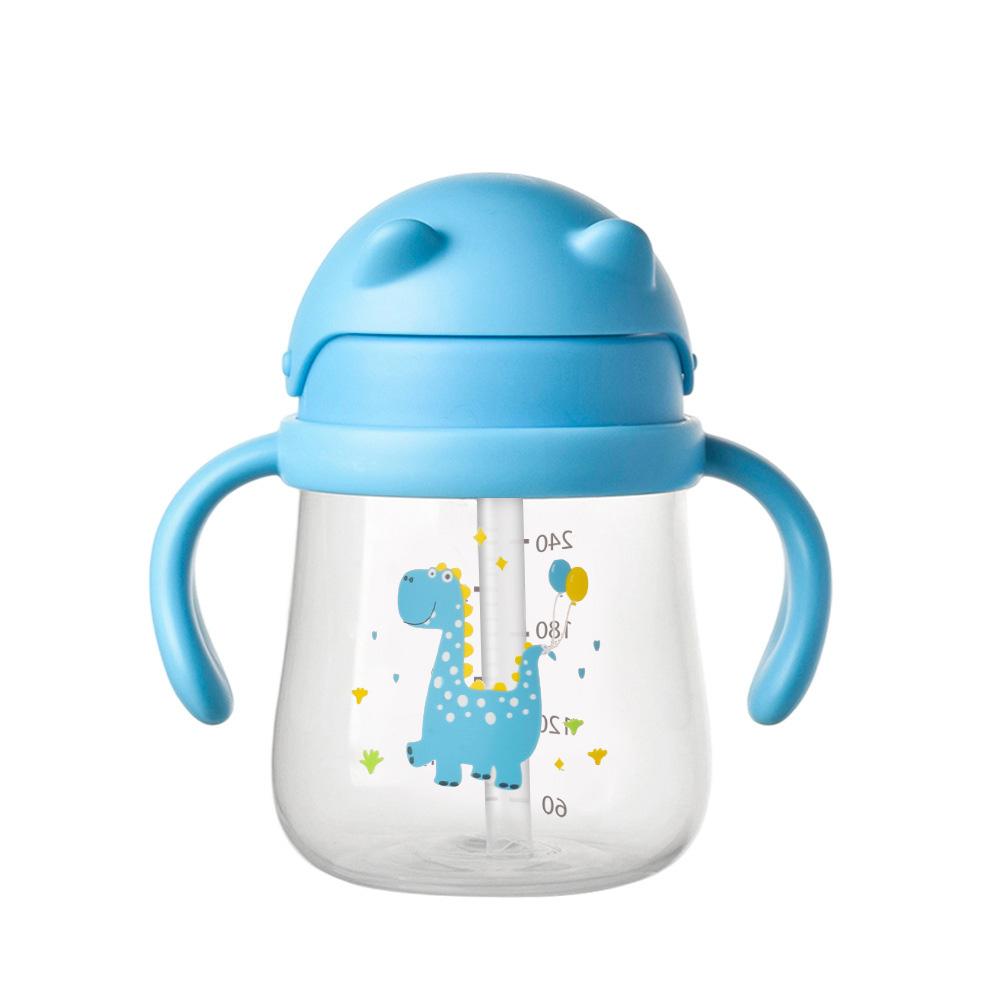 270ML Cute Baby Straw Cup With Double Easy-grip Handle Portable Children Training Drinking Cup Anti-choking Water Cup
