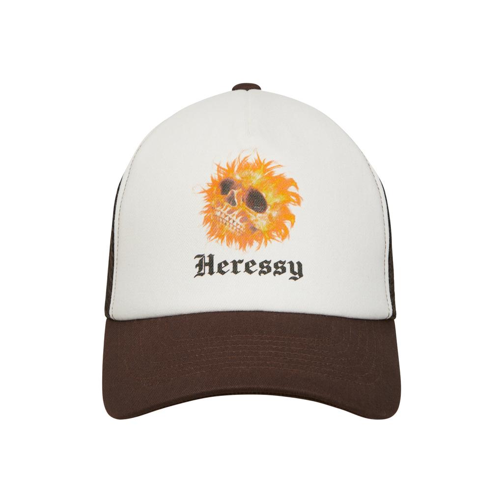 HERESSY Flame Skull Trucker Cap Brown