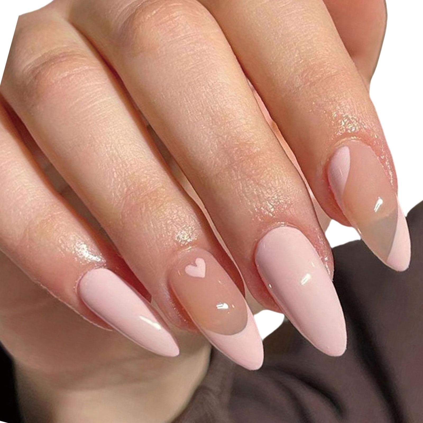 

Миндальный пресс на ногтях Глянцевые накладные ногти Наклейки на ногти в 12 размерах 24 шт Французские ногти Советы по самостоятельному украшению ногтей