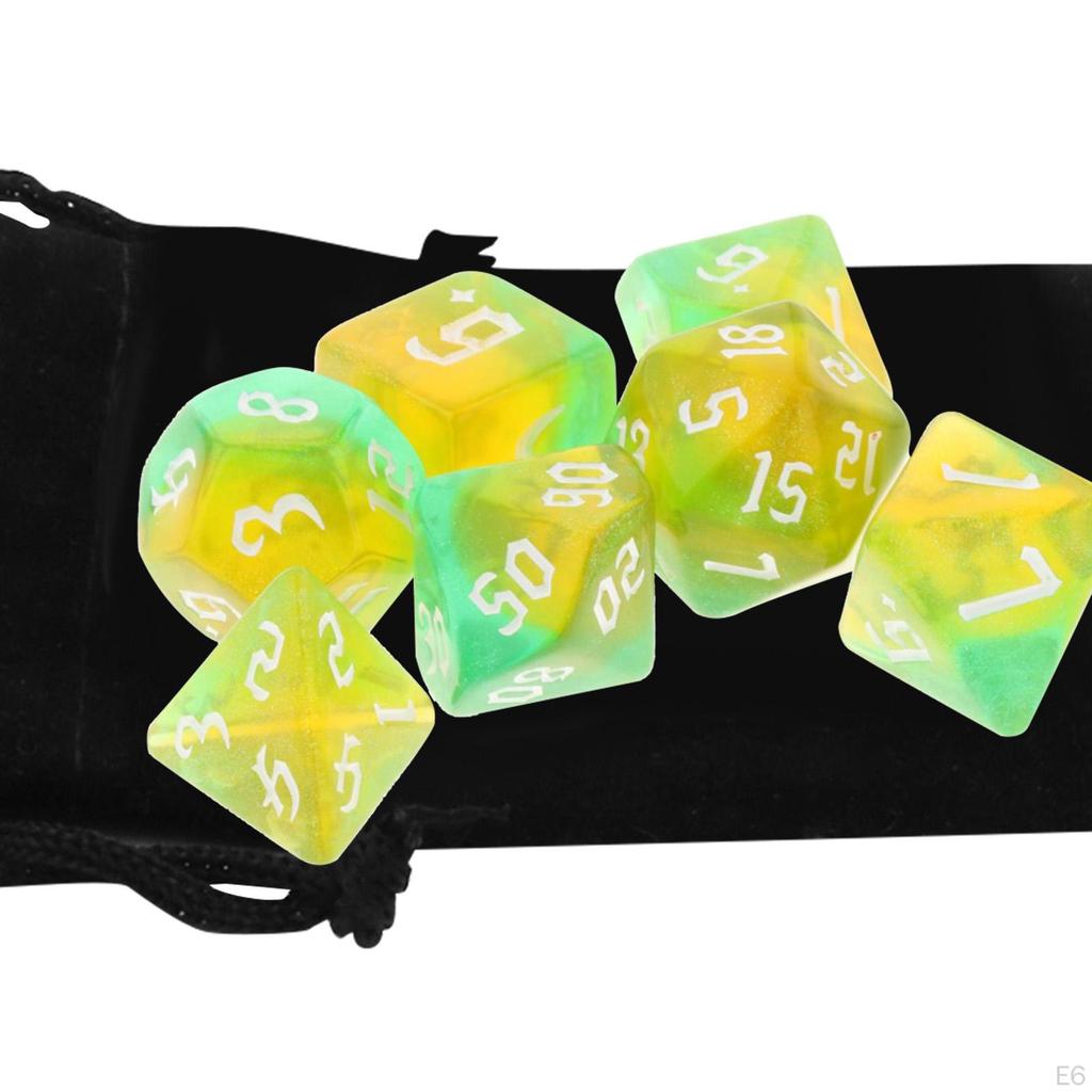 Acrylic Polyhedral Dices Set Toys D8 D10 D12 D20 with Pouch for DND RPG Role Playing Board Game
