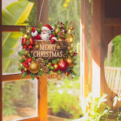 Holz Spezielle Form Weihnachten Thema Diamantmalerei Hängende Ornamente Set 5D DIY Diamantkunst Hängende Dekorationen für Erwachsene