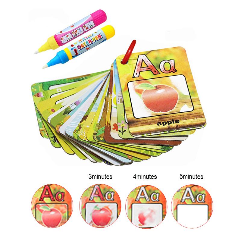 Water Drawing Card 26 Alphabet Coloring Book & 2 Magic Pen Letter Card Painting Board English Learning Educational Toys