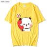 Couple T-Shirts Bubu Is Making A Call with Dudu Tshirt Cotton Clothes Women Panda and Brownie Bear Graphic Tops
