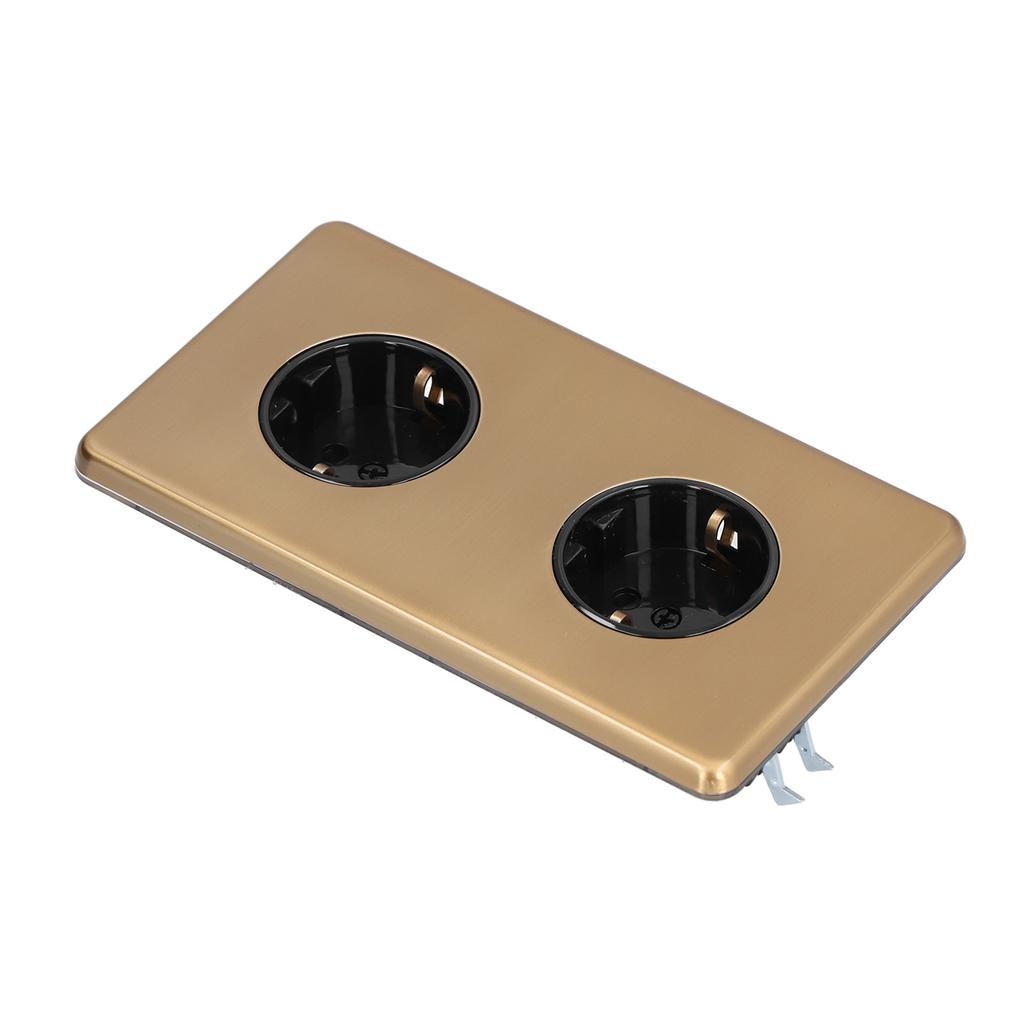 German Style Double Plug Socket Wire Drawing Stainless Steel Panel Double Plug Socket 250V 16A