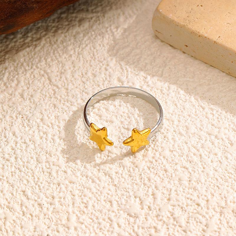 Ins Wind Gold Stainless Steel Open Ring Light Luxury High Sense Simple Star Ring Does Not Fade Jewelry