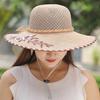 Cappello da Sole da Donna in Paglia a Rete con Ampia Visiera Protezione UV Estivo Cappello da Spiaggia Pieghevole Leggero Cappello da Viaggio con Mentoniera
