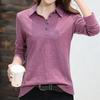 Polo Neck Shirts for Women Button Tops Plain T-shirt Woman Long Sleeve Tee