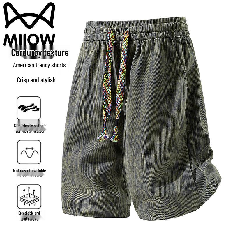 MiiOW Men's Summer Corduroy Casual Shorts