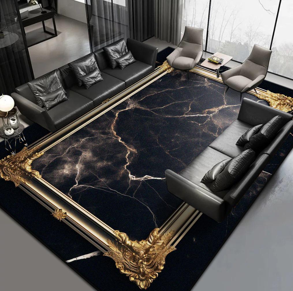 Χαλιά Σκανδιναβικού Στυλ για Σαλόνι Πολυτελές Μαύρο Χρυσό Χαλί Χολ Ξενοδοχείου Χαλί για την Περιοχή του Καναπέ Διακόσμηση Σπιτιού Υπνοδωματίου Πατάκι Δαπέδου για Γκαρνταρόμπα