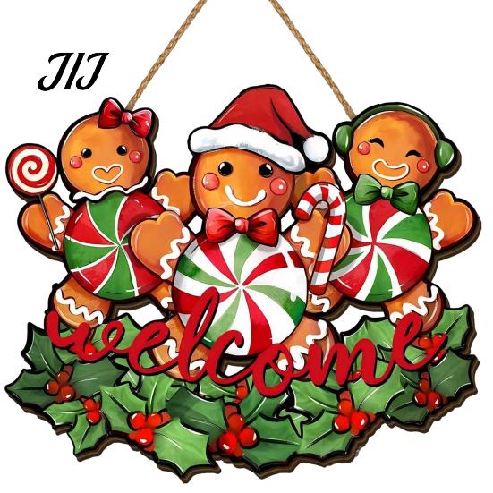 Christmas Gift For Friends Wooden Hanging Pendant, Festive Ornaments with Hemp Rope for Tree Fireplace Wall Window Decoration, Santa Claus/Gingerbread