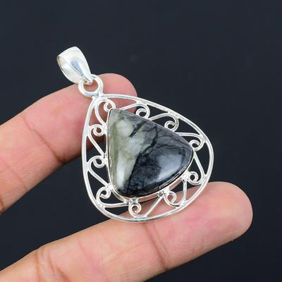 925 Silver Pear Natural Picasso Jasper Anniversary Sister Unique Pendant Jewelry