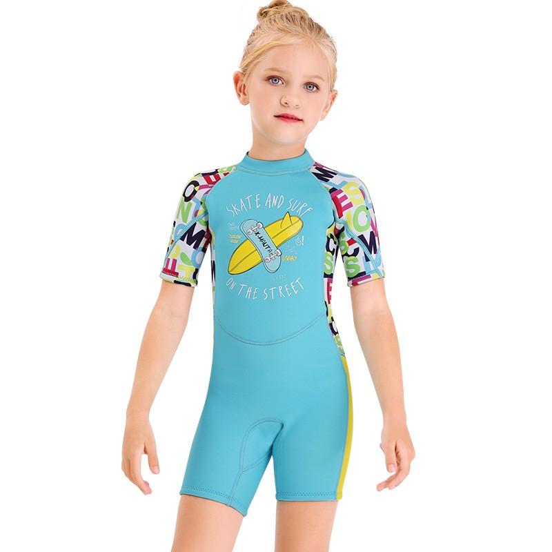 2.5MM Children's Diving Suit Men's One-piece Short-sleeved Swimsuit Girls 'thick Warm Sun-protected Surfing Jellyfish