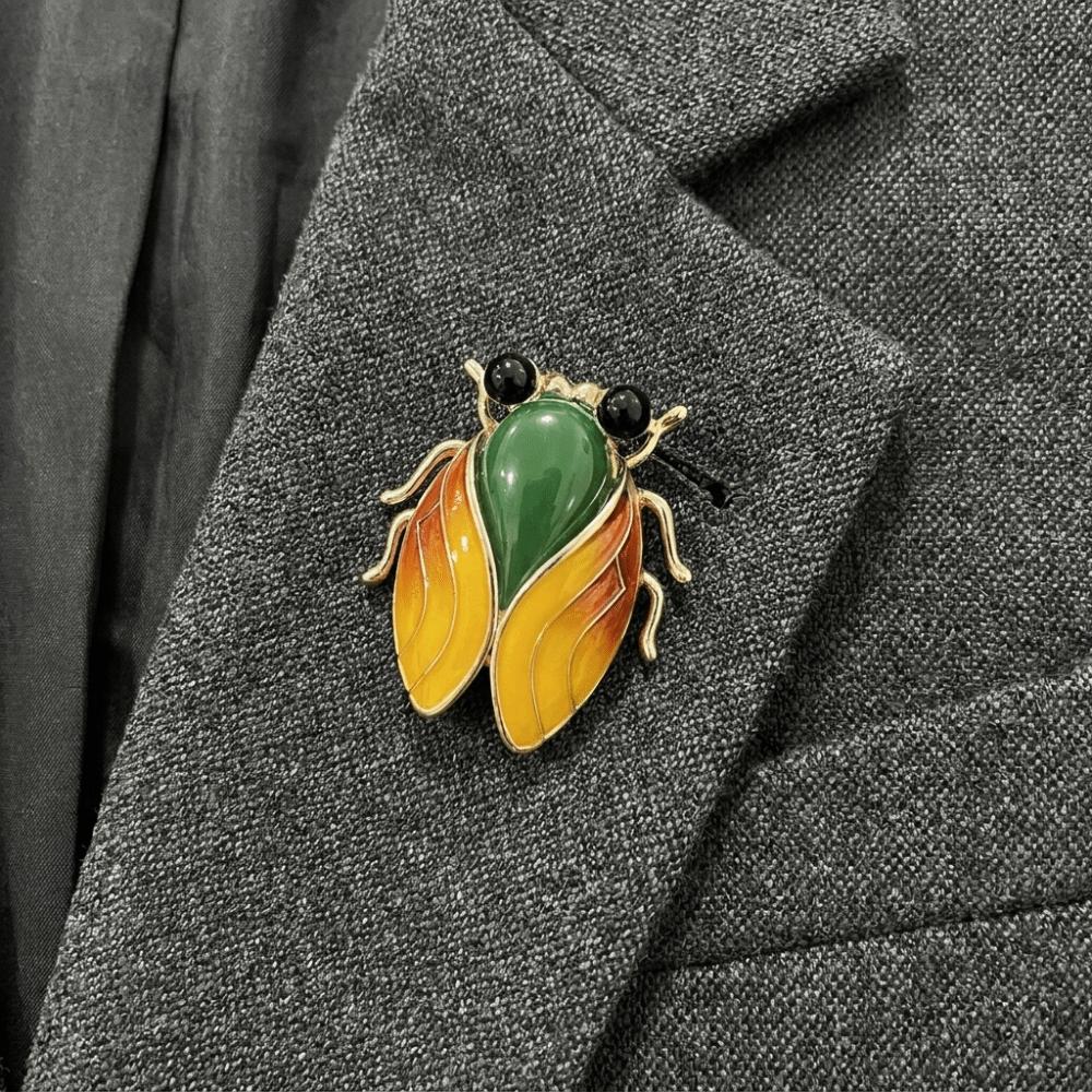 Zinc Zinc Alloy Cicada Brooch Chinese Style Enamel Brooch New Insect Lapel Pin Suit