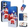 Für Samsung Galaxy S25 Ultra Brieftaschenhülle Weihnachtsmuster Druck Leder Handyhülle mit Lanyard