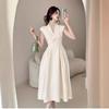 Robe d'été française élégante sans manches - Jupe midi à nœud torsadé avec design sexy