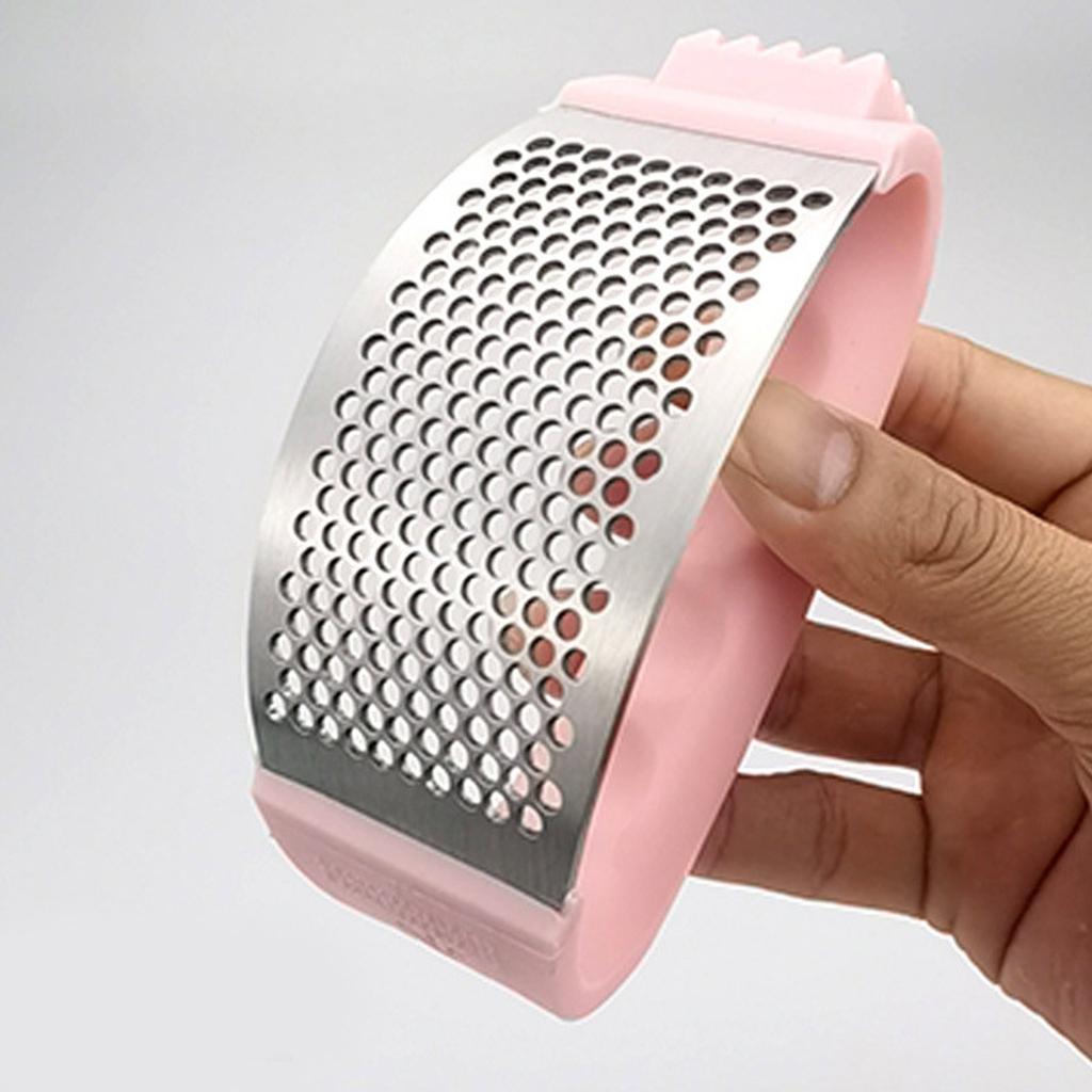 Nerezový lis na česnek, Kráječ česneku se škrabkou a čisticím kartáčkem, Nerezový drtič česneku pro drcení česneku, Kuchyňské nářadí