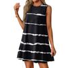 Women's Fashion Casual Sleeveless Round Neck Ruffle Vintage Printed Dresses