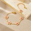 316L Stainless Steel Pink Oil Drop Peach Blossom Flower Bangle Bracelet For Women Lady Fashion New Luxury Jewelry Gift Party