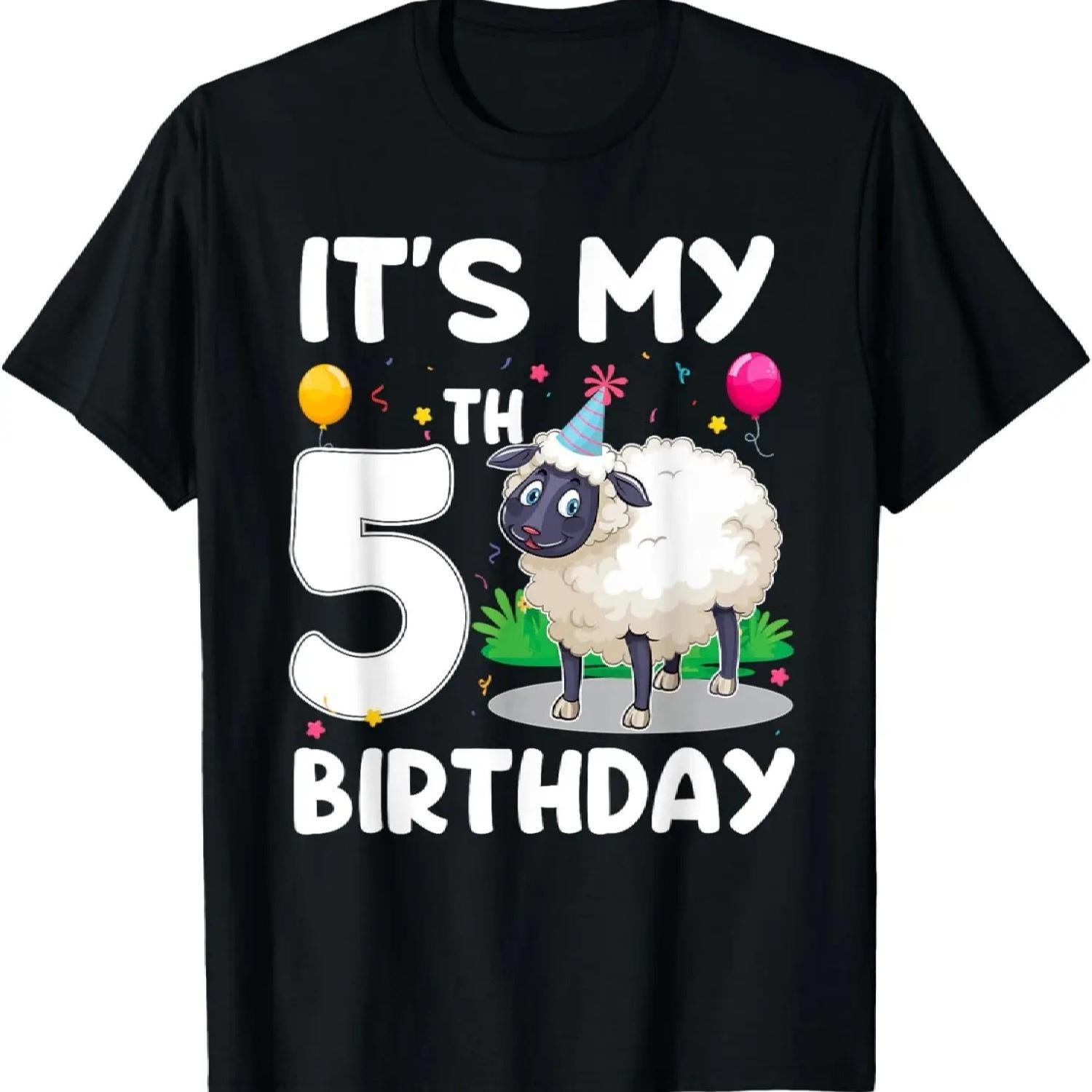 6 Birthday Sheep Animal 6 Years Old Birthday Boy Girl T-Shirt S