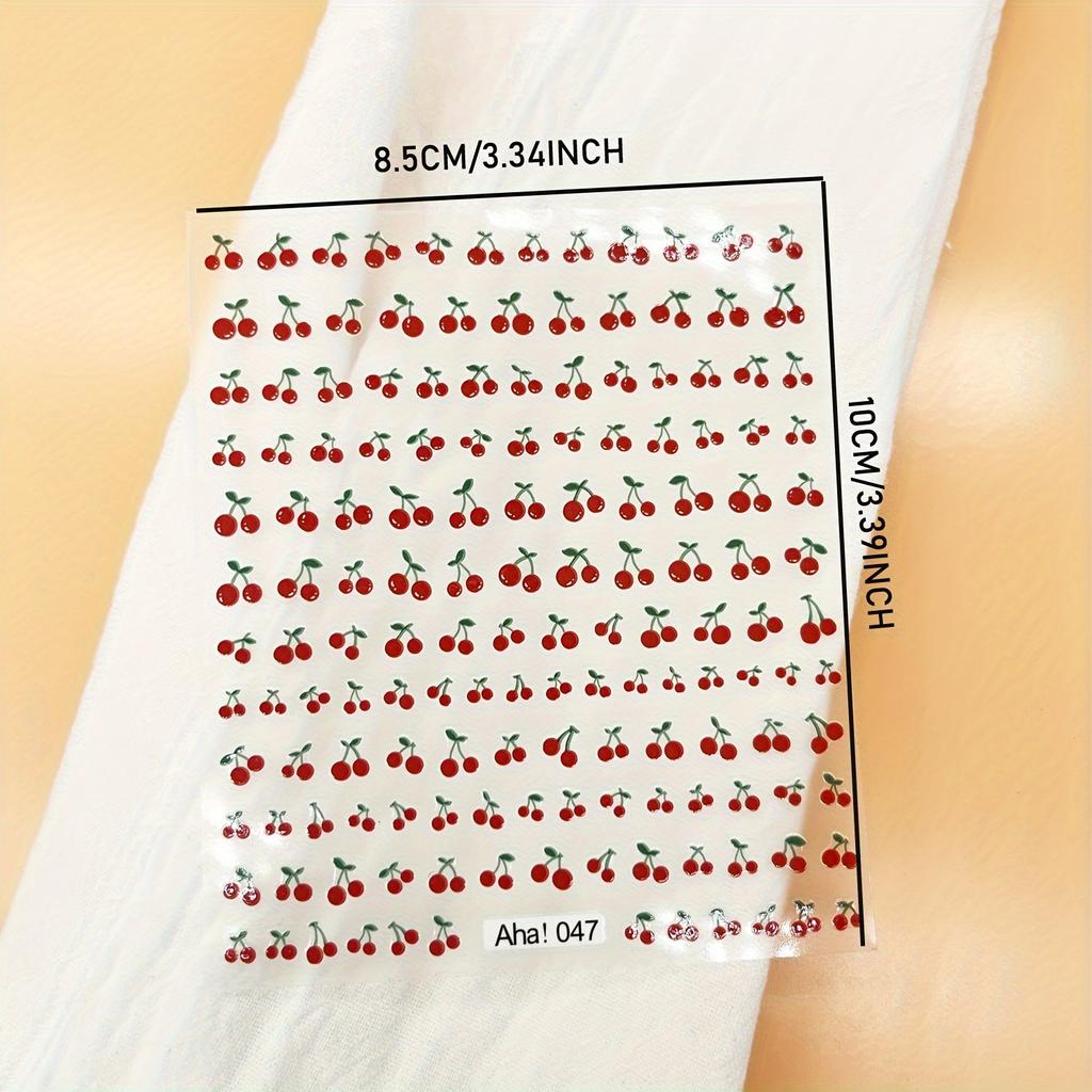 1 Sheet Fruit Design Nail Art Stickers, Self Adhesive Cherry Nail Art Decals For Nail Art Decoration, Nail Art Supplies For Women And Girls