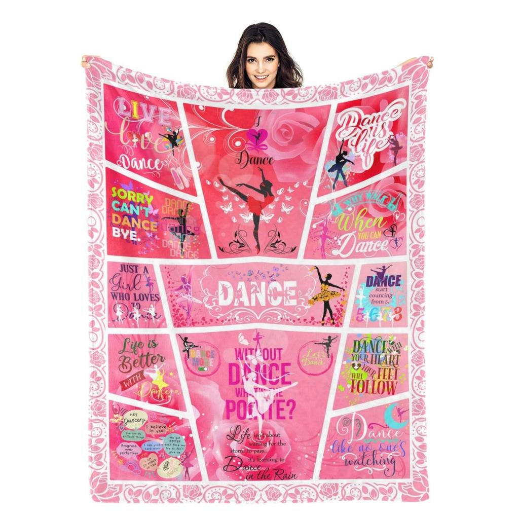 Girl Ballet Dance Print Flannel Blanket Cartoon Pattern Blanket Nap Blanket