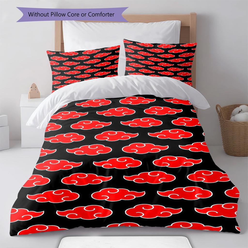 Naruto Pattern Bedding Quilt Set Quilt Cover Pillowcase Home Birthday Gift(1 * Duvet Cover + 2 * Pillowcase, Without Core)