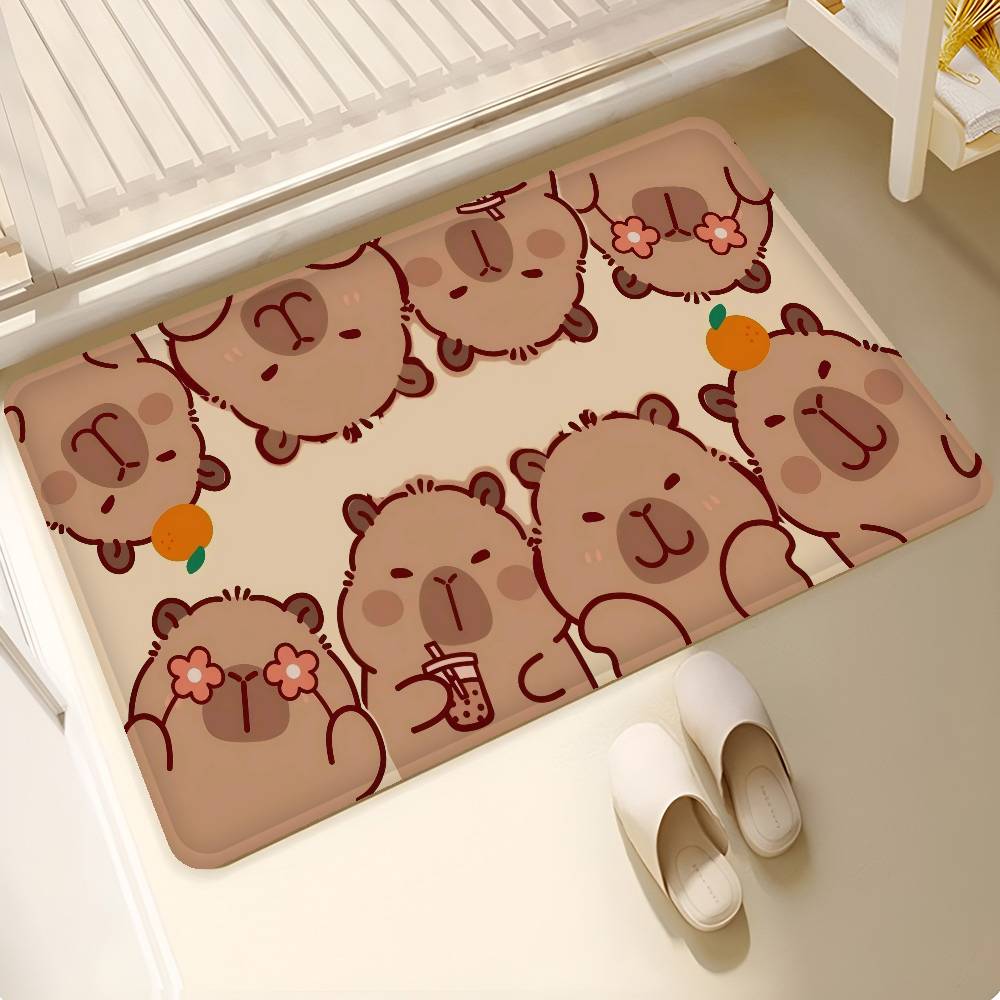 Interesting Capybara Bathroom Mat INS Style Soft Bedroom Floor House Laundry Room Mat Anti-skid Welcome Doormat