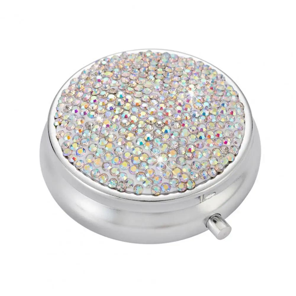 Bling Pillendose Wasserdichte Pillenetuis Langlebige Organizer für Reisen mit Langer Lebensdauer Funkelnde Tragbare Pillendose Faux