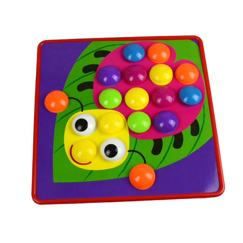 American Early Education Mushroom Peg Puzzle: Large Particle Button Toy for Children's Color Recognition and Enlightenment