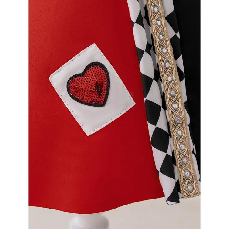 Summer Wonderland Red Queen Of Hearts Halloween Cosplay Costume Poker Birthday Party Dresses Girls Stage Drama Show Kids Clothes
