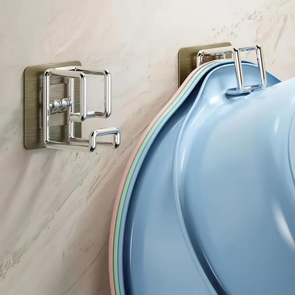 1 Pcs Stainless Steel Washbasin Hook Multifunction Punch-free Kitchen Bathroom Rack Basin Storage Rack Towel Hanging Holder