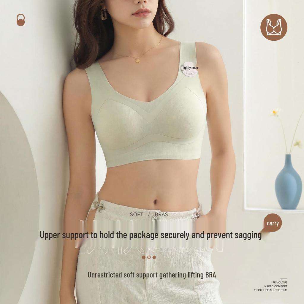 Seamless Lift Bra: Thin, Wide-Strap, Anti-Sagging Push-Up for Large Busts, Comfortable Wire-Free Support for Women