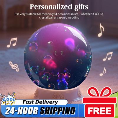 3D Crystal Ball Customized Video Playback Screen Electronic Ball Memory Sphere Lamp Home Decor Gift for Family Friends Birthday