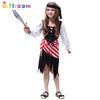 Enchanting Pirate Costume For Girls With Striped Irregular Hem For Halloween Fun