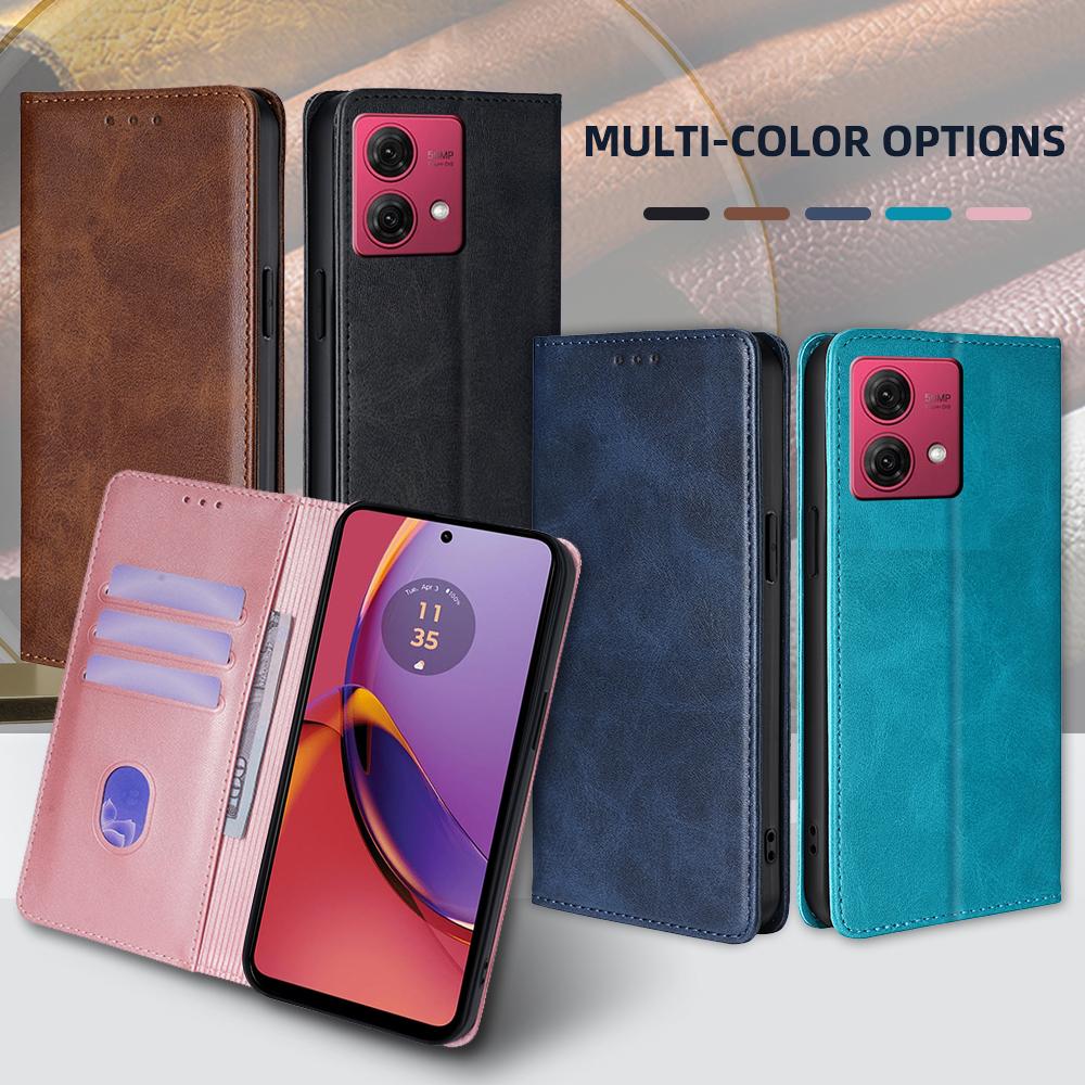 Portefeuille en Cuir Étui pour Téléphone Portable pour Motorola G84 G54 G14 G73 G53J G53Y G53 G23 G13 G72 G62 G52J Étui à Rabat avec Support de Couverture