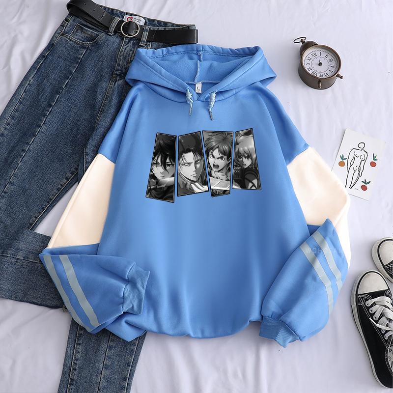 Japan Anime Attack On Titan Manga Hoodie Women Harajuku Cartoon Funny Print Hooded Unisex Streetwear Men Sweatshirt