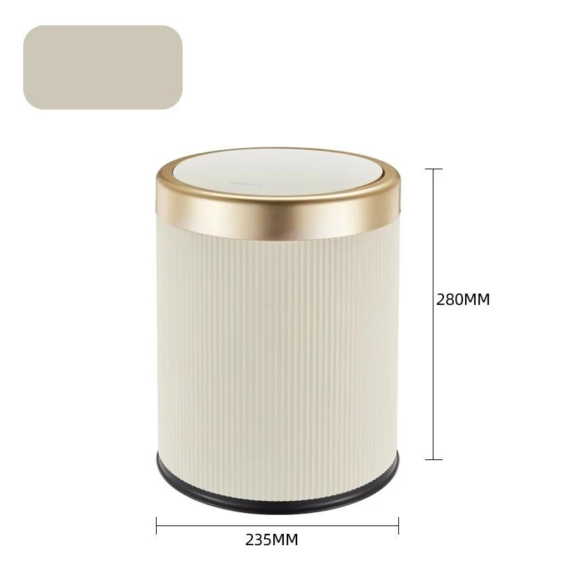 Modern White and Black Double Layered Trash Bin with Press Top Lid Bathroom, Office and Bedroom