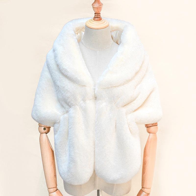 Imitation fur shawl lapel bridal cheongsam autumn and winter Rex rabbit hair cape spot elegant celebrity shoulder