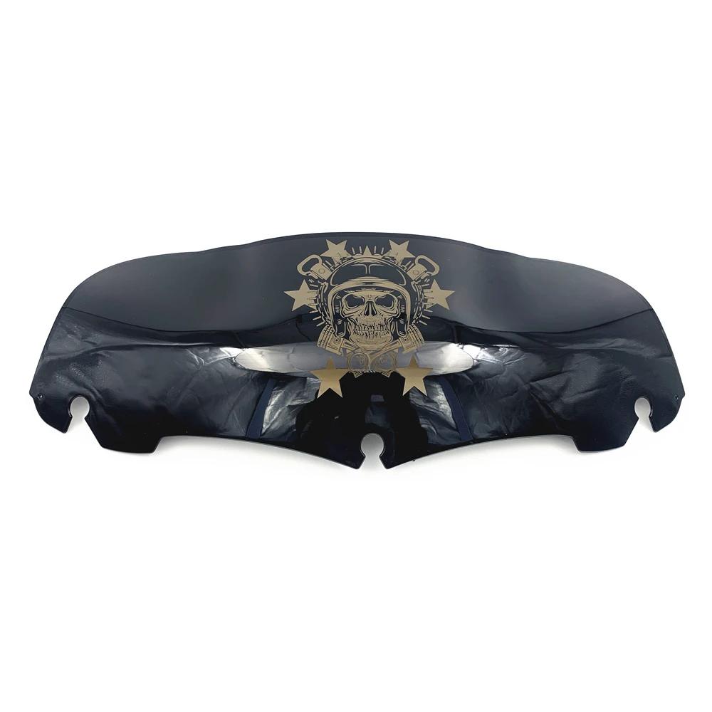 For Harley Touring Street Electra Glide Ultra FLHX 2014-2022 Motorcycle Black Skull 7" 9" Windshield Upper Fairing Wind Deflecto