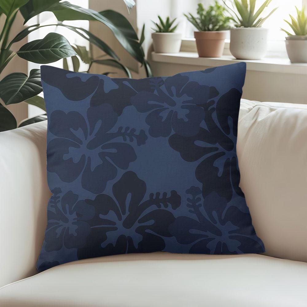 Navy Tone Floral square Jacquard Pillow Cover for Sofa Office Waist Cushion Cover Home Decorative Pillowcase