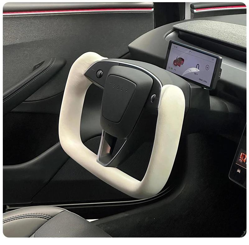 Mango Para Tesla Model 3 Highland 2026 Volante Yugo Alcantara/Cuero Nappa Modelo de Carreras de Coches 3 Highland 2024 2025