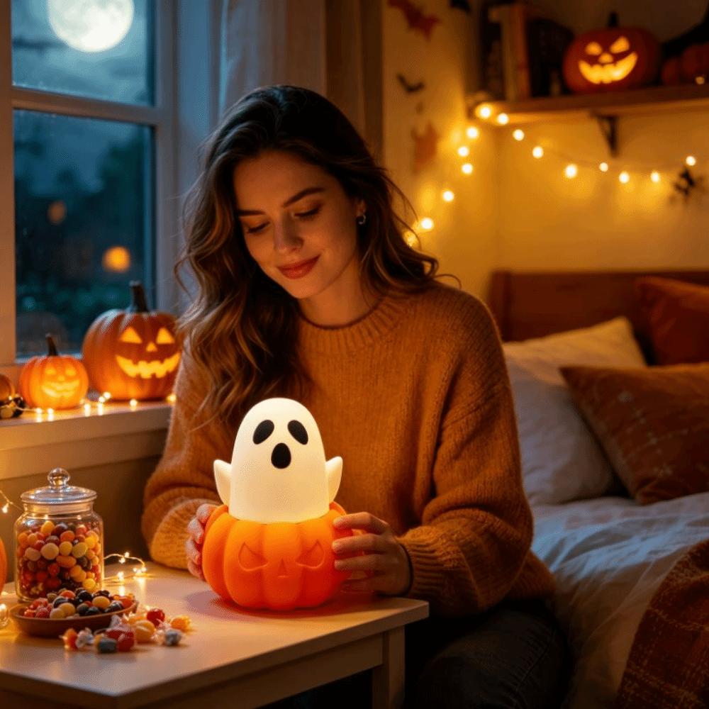 Tap Control Ghost Night Light Light Up Ghost Lamp Halloween Night Light Indoor Decoration