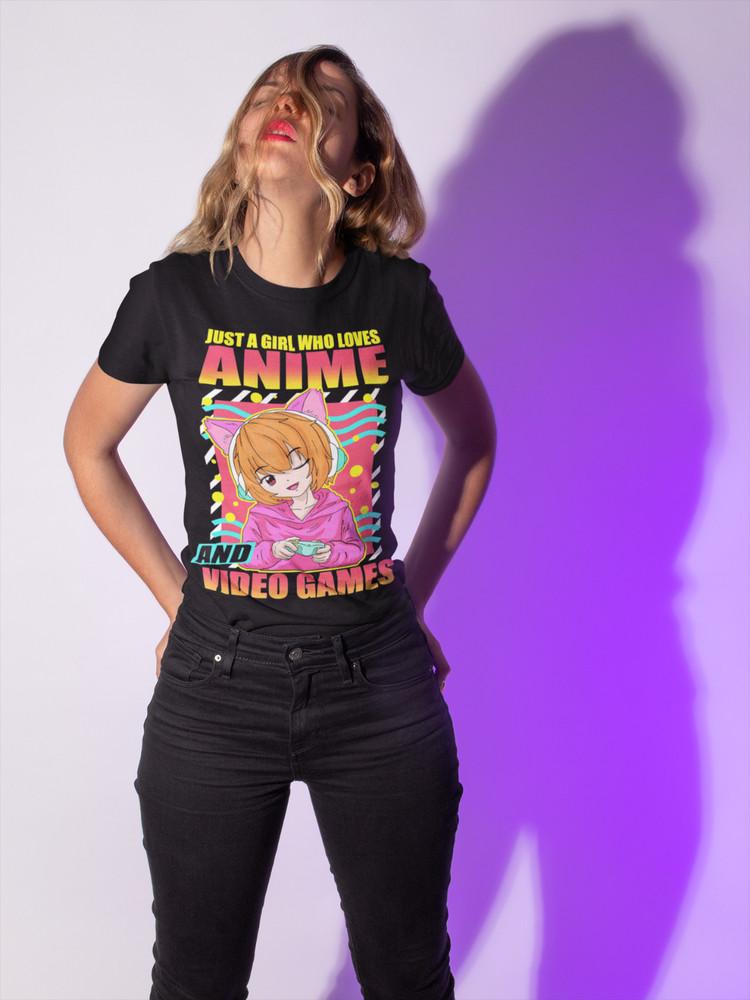 

Just a Girl Where Loves Anime and Videogames Bio Damen T-Shirt Oversize XL
