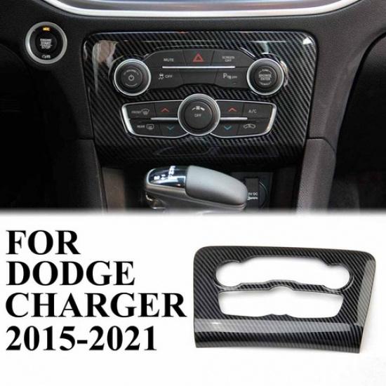 Carbon Fiber style inner Central Control A/C Panel Cover Trim For Dodge Charger
